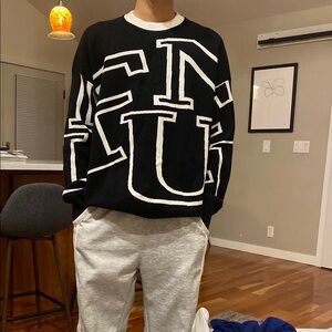 Men's Black and White Sweater